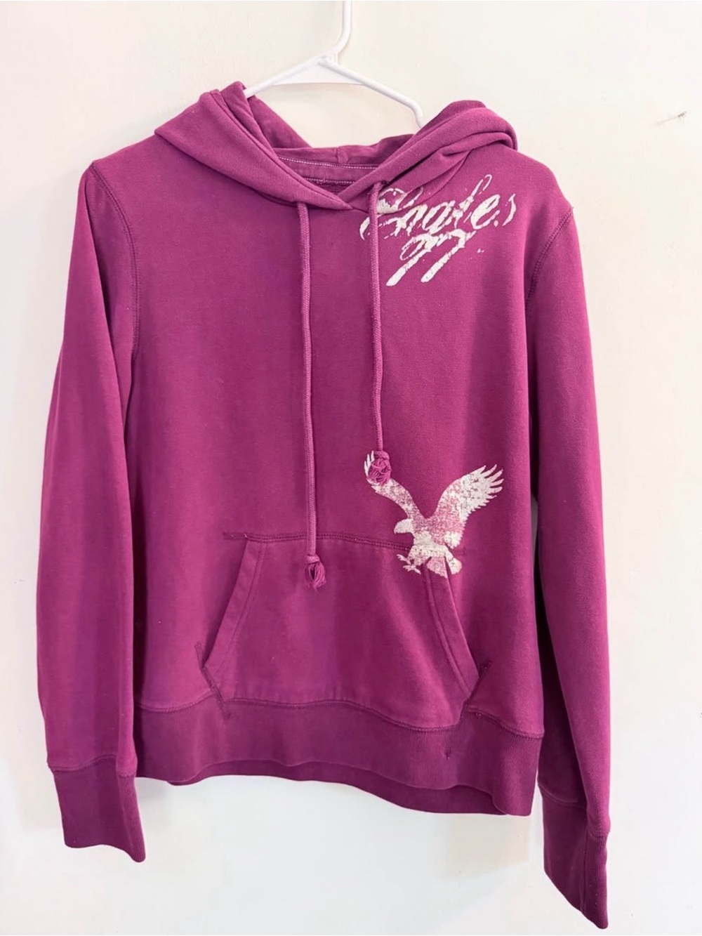 American Eagle Outfitters Magenta Pullover Hoodie with Eagle Graphic